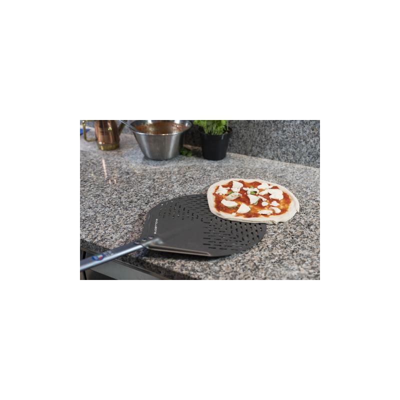 Gi.Metal Perforierte runde Pizzaschaufel Evoluzione 33cm / Griff 30 cm