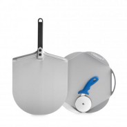 Set Pizzaschaufel Gi.Metal Amica 33 cm + Pizza-Tablett + Pizzaschneider